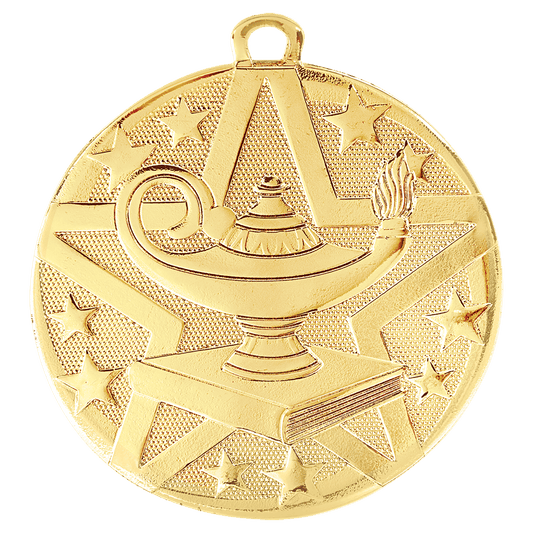 Gold 2" Superstar Lamp of Knowledge Medal
