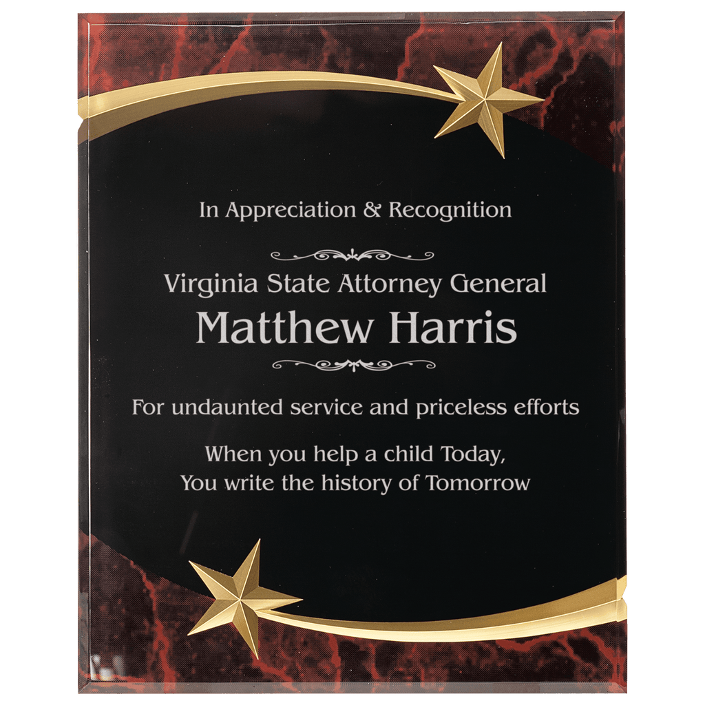 Red 9" x 11" Marble Shooting Star Acrylic Plaque